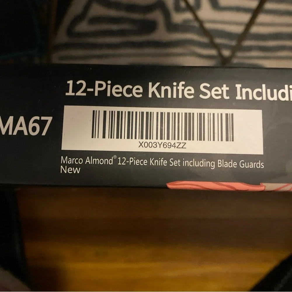 Marco Almond Knife Set Black Floral Designer Knives 6 Piece Stainless Steel NEW